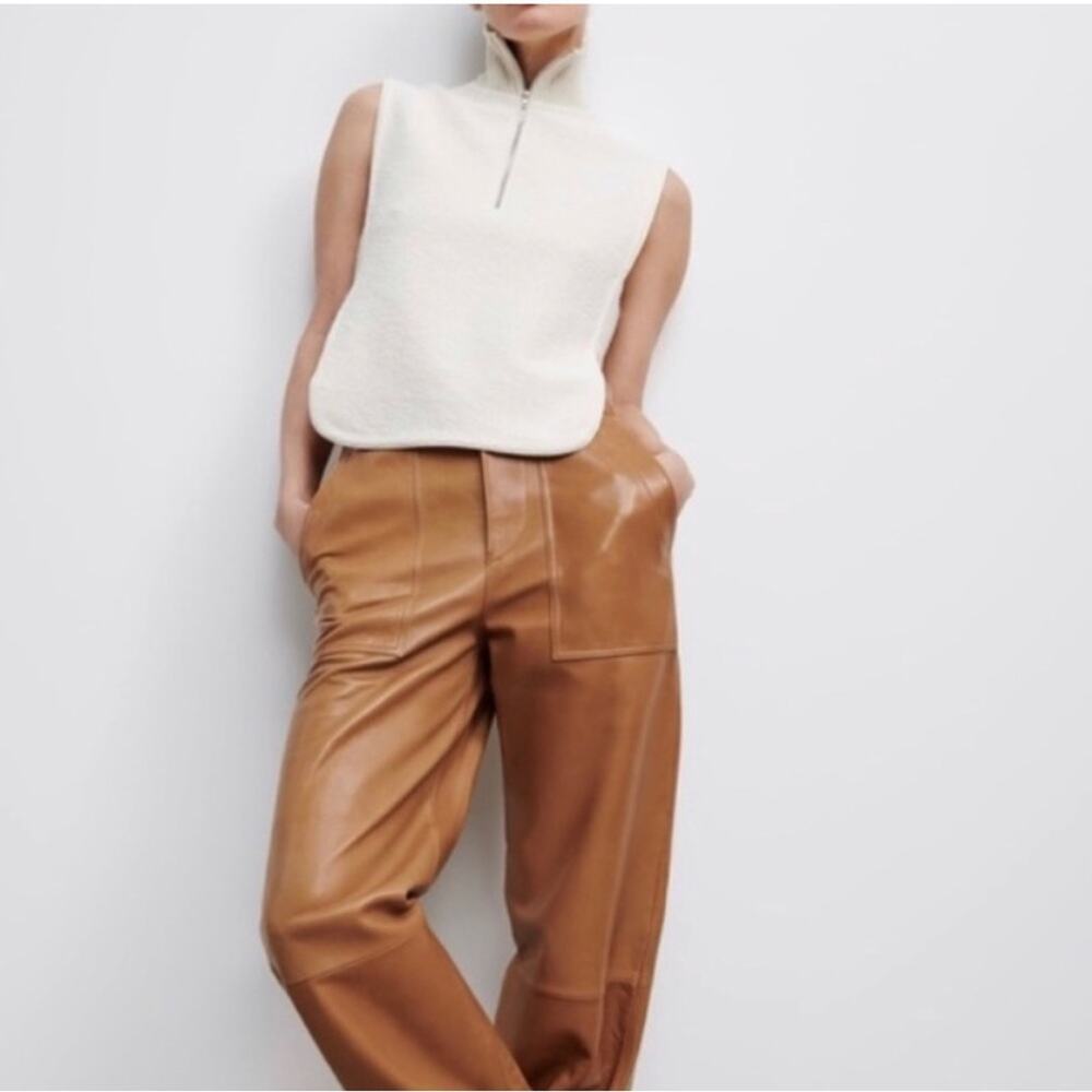 Zara Off White Cream Sleeveless Half Zip Open Side Jacket Top Size M/L